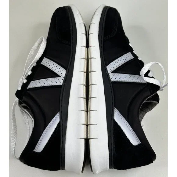 Vionic Nana Walking Shoes Sneakers Women’s 6 Black White Satin Suede Lace up - Picture 3 of 10